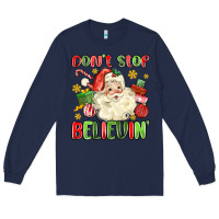 Navy don't stop believin' Long Sleeve Tee - MaliasSmallBusiness