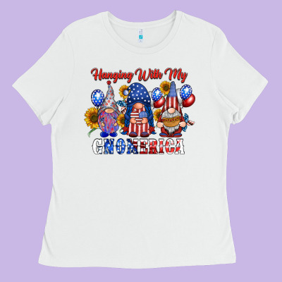 Hangin With My Gnomerica Ladies Tee Designed By Racoondesign
