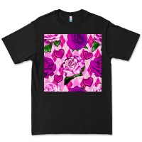 Black valentines day roses and diamond plaid seamless pattern Premium Tee - BundleAndBundleShop