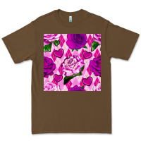 Cacao valentines day roses and diamond plaid seamless pattern Premium Tee - BundleAndBundleShop