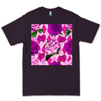 Plum valentines day roses and diamond plaid seamless pattern Premium Tee - BundleAndBundleShop