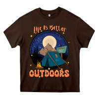 Chocolate Brown life is better outdoors Heavy Core Tee - JahusDesignShop