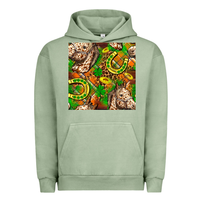 St. Patrick's Day Horse With Horseshoes Seamless Urban Hoodie by FaDigitalArtStudio | Teevron