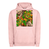 Pigment Salmon St. Patrick's Day Horse With Horseshoes Seamless Urban Hoodie - FaDigitalArtStudio