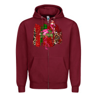Burgundy christmas flamingo Zipper Hoodie - Bettercallsaul