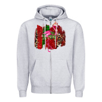 Heather Grey christmas flamingo Zipper Hoodie - Bettercallsaul