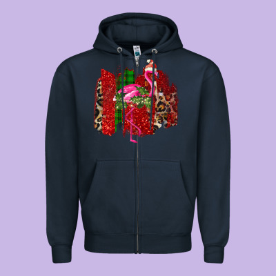 Christmas Flamingo Zipper Hoodie Designed By Bettercallsaul