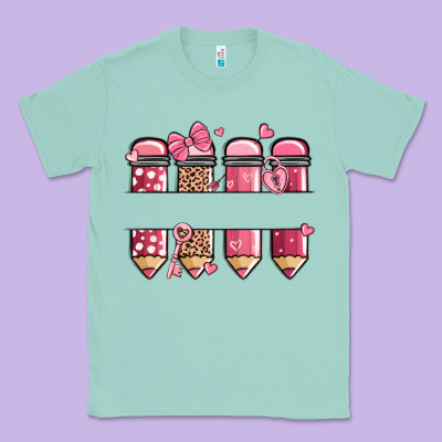 Custom Name Valentine's Day School Pencils Classic Tee Designed By Maliassmallbusiness