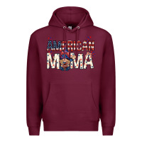 Burgundy American mama with gnome Mother's Day Premium Hoodie - HowdyJamesFarm