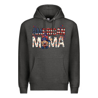 Charcoal Heather American mama with gnome Mother's Day Premium Hoodie - HowdyJamesFarm