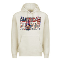 Oatmeal Heather American mama with gnome Mother's Day Premium Hoodie - HowdyJamesFarm