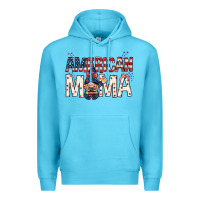 Ocean Blue American mama with gnome Mother's Day Premium Hoodie - HowdyJamesFarm