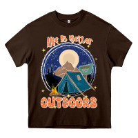 Chocolate Brown life is better outdoors Heavy Core Tee - JahusDesignShop