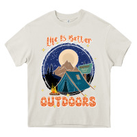 Cream life is better outdoors Heavy Core Tee - JahusDesignShop