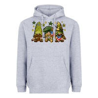 Heather Grey Army Gnomes 4th of july Heavyweight Hoodie - HowdyJamesFarm