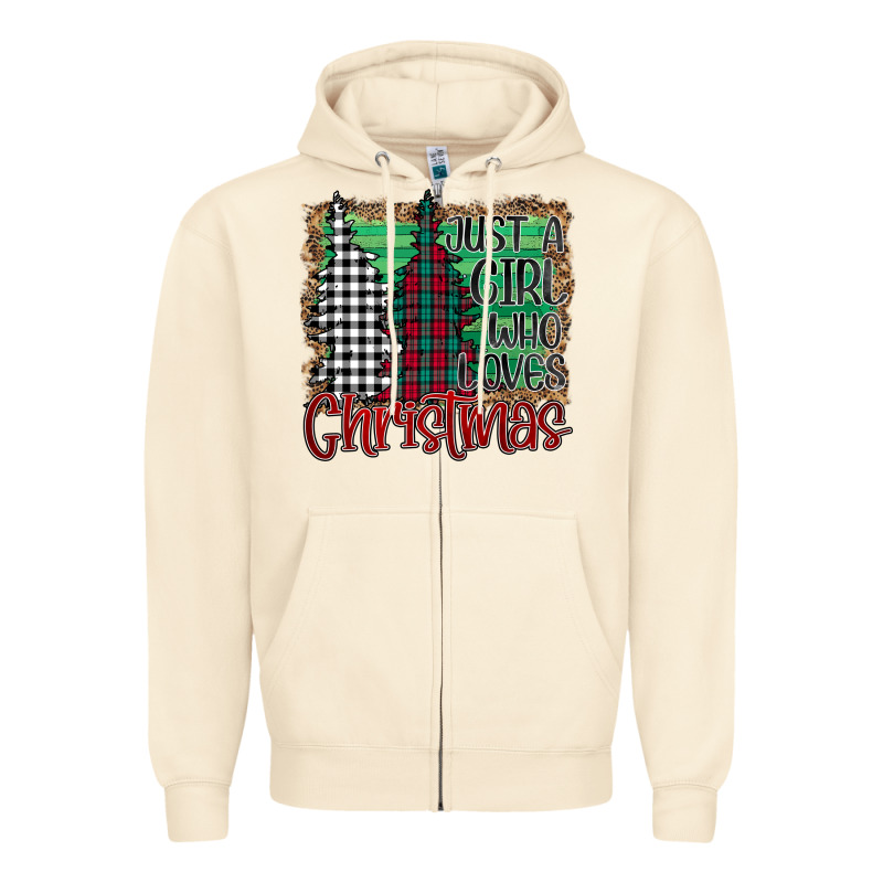 Womens Just A Girl Who Loves Christmas Funny Zipper Hoodie by Bettercallsaul | Teevron