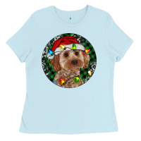 Baby Blue Cockapoo Christmas Ladies Tee - RanaPortraitStore