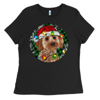 Black Cockapoo Christmas Ladies Tee - RanaPortraitStore