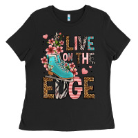 Black live on the edge ice skating Ladies Tee - FaDigitalArtStudio