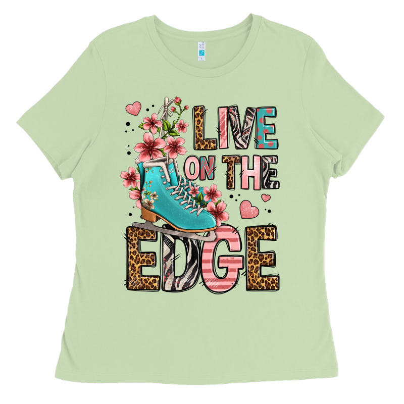 Live On The Edge Ice Skating Ladies Tee by FaDigitalArtStudio | Teevron