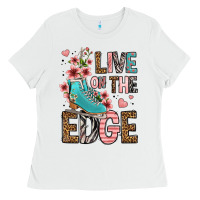 White live on the edge ice skating Ladies Tee - FaDigitalArtStudio