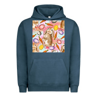 Pigment Midnight Navy Happy Easter Bunny Seamless Pattern Urban Hoodie - BundleAndBundleShop