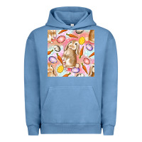 Pigment Pebble Blue Happy Easter Bunny Seamless Pattern Urban Hoodie - BundleAndBundleShop
