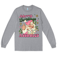 Heather Grey merry christmas assholes Long Sleeve Tee - MaliasSmallBusiness