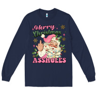 Navy merry christmas assholes Long Sleeve Tee - MaliasSmallBusiness