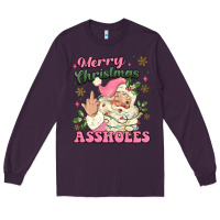 Plum merry christmas assholes Long Sleeve Tee - MaliasSmallBusiness