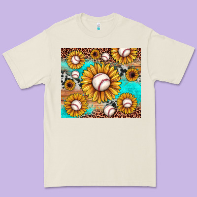 Baseball Leopard Turquoise Sunflower Premium Tee Designed By Jahusdesignshop