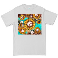 Dove Grey baseball leopard turquoise sunflower Premium Tee - JahusDesignShop