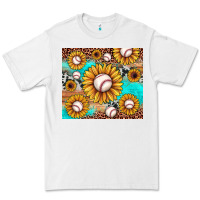 White baseball leopard turquoise sunflower Premium Tee - JahusDesignShop