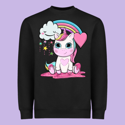 Cute Unicorn And Rainbow Heavyweight Sweatshirt Designed By Nancycooperartshop