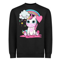 Black cute unicorn and rainbow Heavyweight Sweatshirt - NancyCooperArtShop