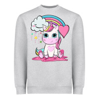 Heather Grey cute unicorn and rainbow Heavyweight Sweatshirt - NancyCooperArtShop