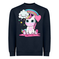 Navy cute unicorn and rainbow Heavyweight Sweatshirt - NancyCooperArtShop