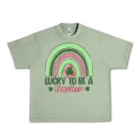 Oil Green lucky to be a teacher Urban Heavy Tee - MaliasSmallBusiness