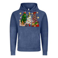 Vintage Denim Cake Christmas trees Vintage Hoodie - NancyCooperArtShop