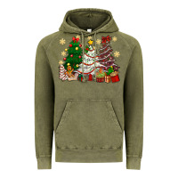 Vintage Olive Cake Christmas trees Vintage Hoodie - NancyCooperArtShop