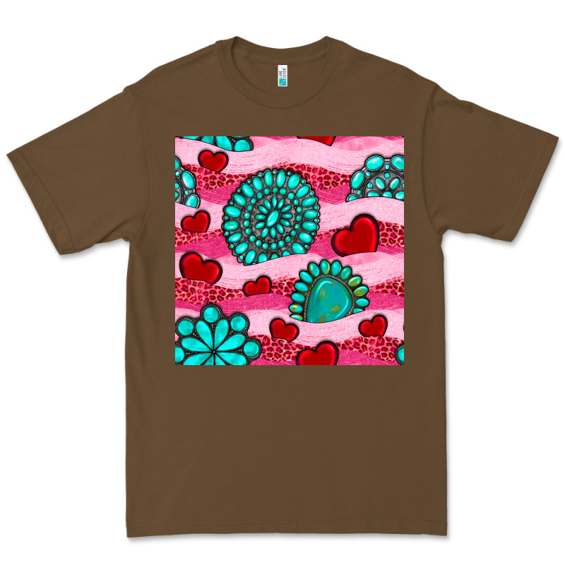 Valentines Day Turquoise Gemstone  And Hearts Premium Tee by BundleAndBundleShop | Teevron