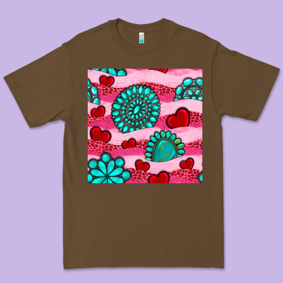 Valentines Day Turquoise Gemstone  And Hearts Premium Tee Designed By Bundleandbundleshop