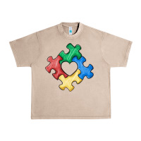 French Oak autism puzzle Urban Heavy Tee - MaliasSmallBusiness