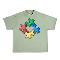 Oil Green autism puzzle Urban Heavy Tee - MaliasSmallBusiness