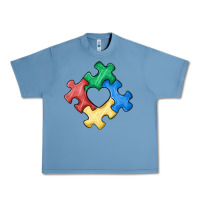 Pebble Blue autism puzzle Urban Heavy Tee - MaliasSmallBusiness