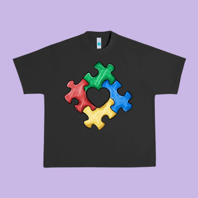 Autism Puzzle Urban Heavy Tee Designed By Maliassmallbusiness