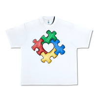 White autism puzzle Urban Heavy Tee - MaliasSmallBusiness
