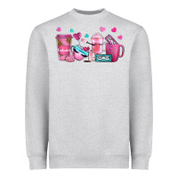 Heather Grey lash hustler with eyelashes coffee cups Heavyweight Sweatshirt - NancyCooperArtShop