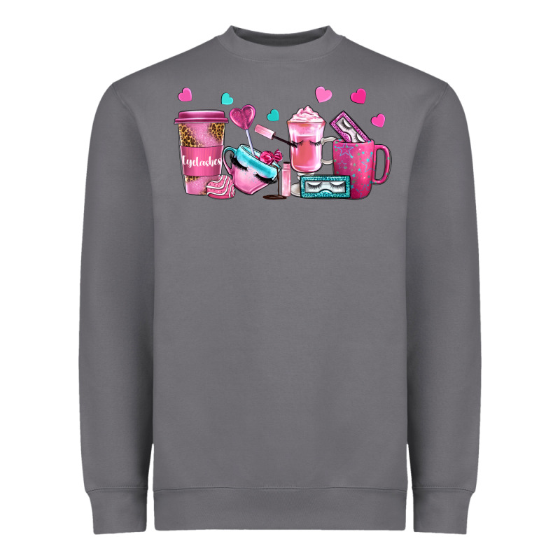 Lash Hustler With Eyelashes Coffee Cups Heavyweight Sweatshirt by NancyCooperArtShop | Teevron
