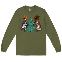 Army Green cowhide with gemstones trees Long Sleeve Tee - MaliasSmallBusiness